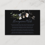 Wild Forest Floral Black Honeymoon Wish   Enclosure Card<br><div class="desc">This wild forest floral black honeymoon wish enclosure card is perfect for a rustic wedding. This design features hand-painted watercolor white and blue wild forest flowers with green foliage in a black background.</div>