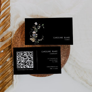 Wild Forest Floral Minimalist Simple Qr Code Business Card