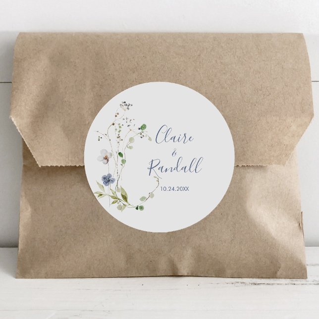 Wild Forest Floral Wedding   Classic Round Sticker (Creator Uploaded)