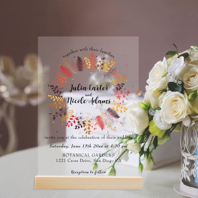 Wild Forest Flowers Fern Mushrooms Foliage Wedding Acrylic Invitations (Creator Uploaded)