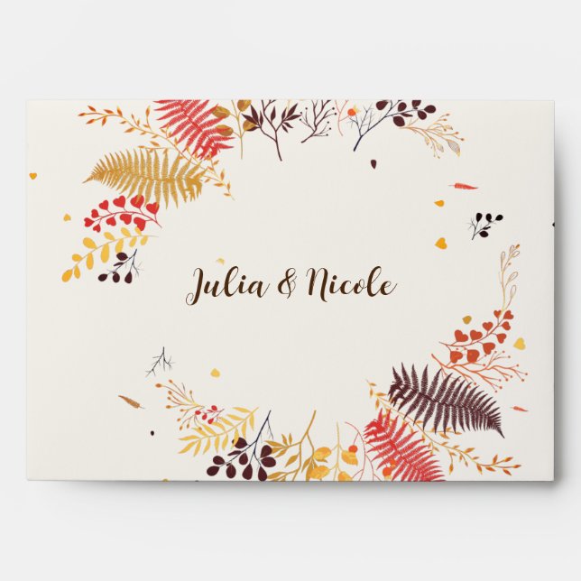Wild Forest Flowers Fern Mushrooms Foliage Wedding Envelope (Front)