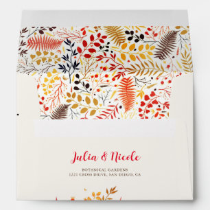 Wild Forest Flowers Fern Mushrooms Foliage Wedding Envelope