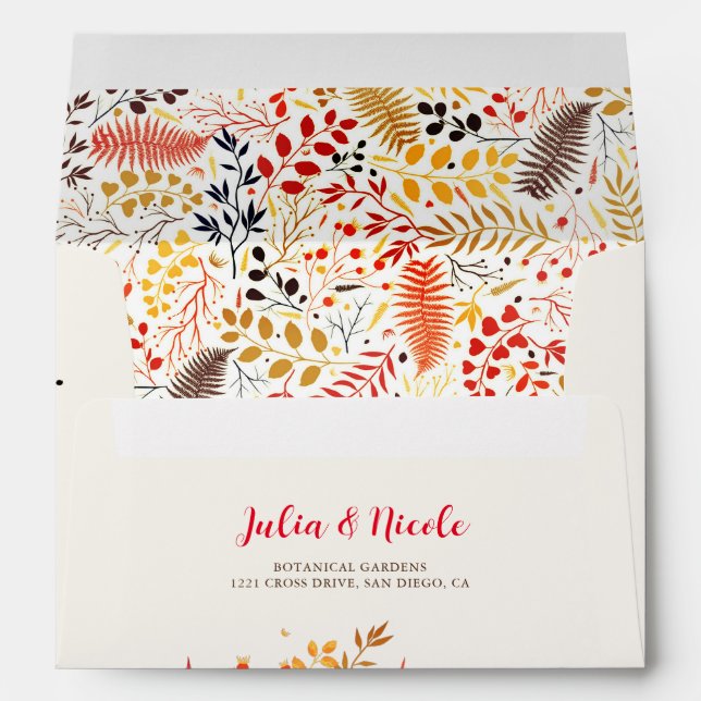 Wild Forest Flowers Fern Mushrooms Foliage Wedding Envelope (Back (Bottom))