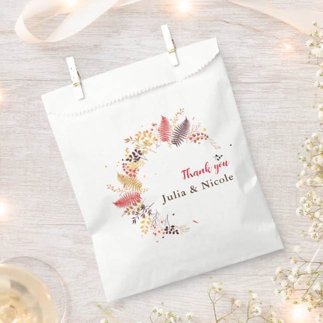 Wild Forest Flowers Fern Mushrooms Foliage Wedding Favour Bags (Clipped)