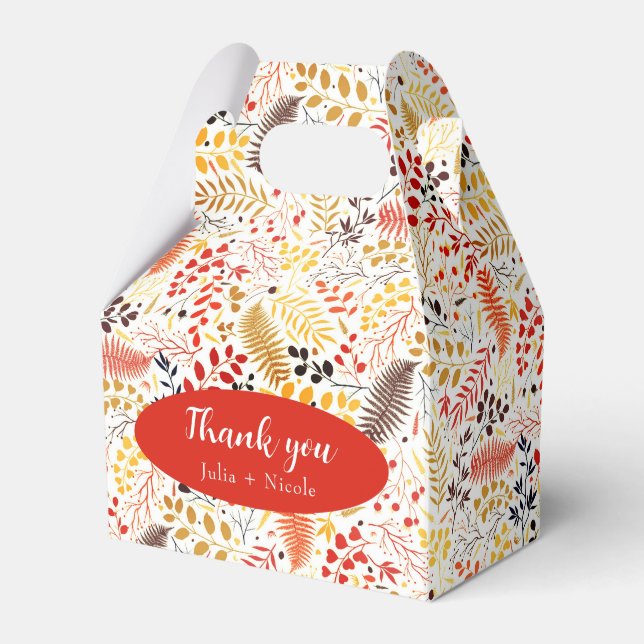 Wild Forest Flowers Fern Mushrooms Foliage Wedding Favour Box (Front Side)