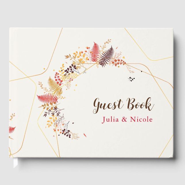 Wild Forest Flowers Fern Mushrooms Foliage Wedding Guest Book (Front)