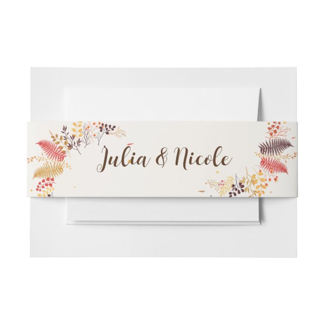 Wild Forest Flowers Fern Mushrooms Foliage Wedding Invitation Belly Band (Front Example)