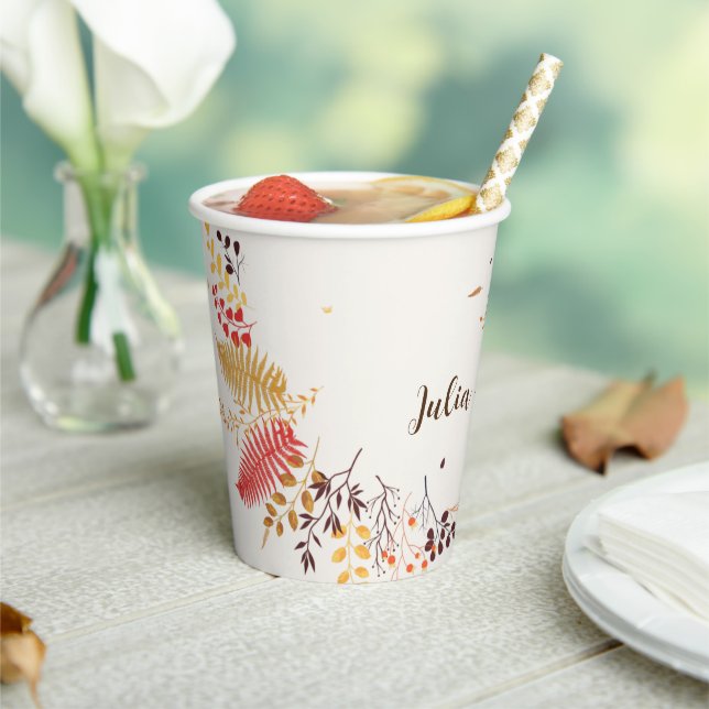 Wild Forest Flowers Fern Mushrooms Foliage Wedding Paper Cups (Insitu)