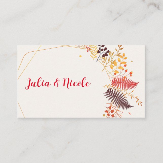 Wild Forest Flowers Fern Mushrooms Foliage Wedding Place Card (Front)