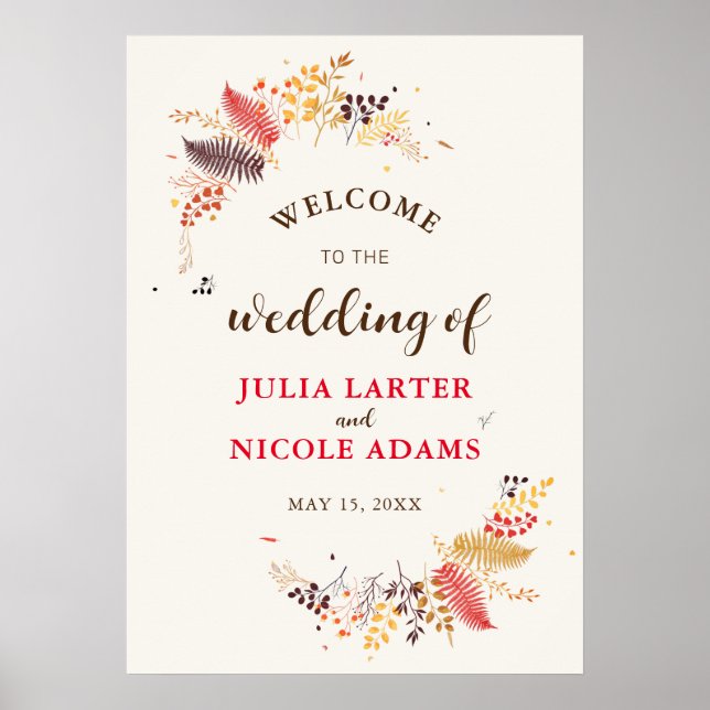 Wild Forest Flowers Fern Mushrooms Foliage Wedding Poster (Front)