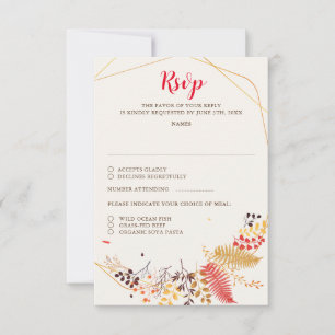 Wild Forest Flowers Fern Mushrooms Foliage Wedding RSVP Card