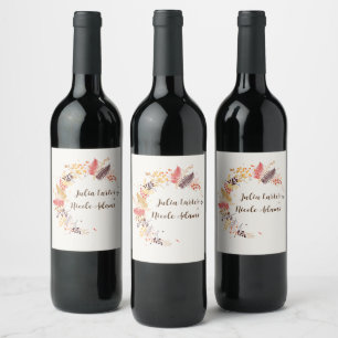 Wild Forest Flowers Fern Mushrooms Foliage Wedding Wine Label