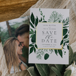 Wild Forest Foil Photo Save the Date Card
