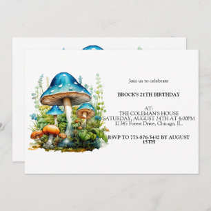 Wild Forest Mushrooms Birthday Party Invitation