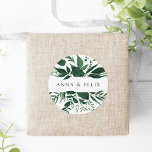 Wild Forest | Personalised Botanical Wedding Classic Round Sticker<br><div class="desc">Seal your invitation envelopes or favours with these elegant botanical wedding stickers featuring your names framed by a top and bottom border of winter watercolor foliage in rich shades of hunter green. Coordinates with our Wild Forest wedding collection.</div>