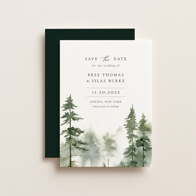 Wild Forest Pine Tree Photo Wedding Save The Date (Creator Uploaded)
