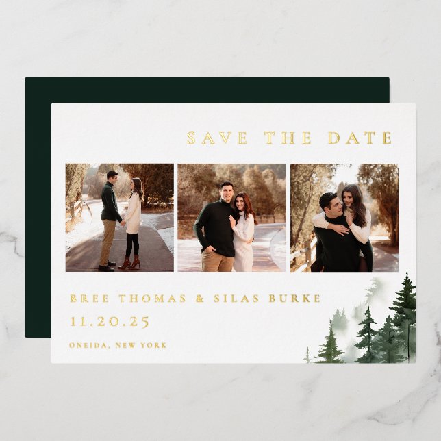Wild Forest Pines Photo Save The Date (Front/Back)