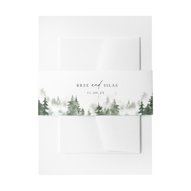 Wild Forest Pines Wedding Invitation Belly Band (Front Example)