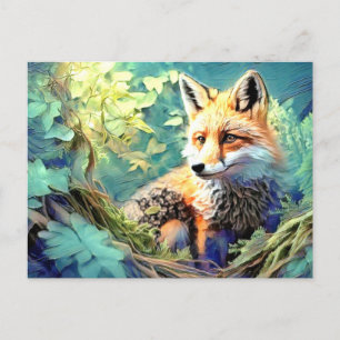 Wild Forest Red Fox - OWN ARTWORK -  Postcard