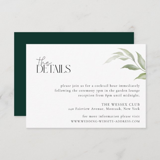 Wild Forest Wedding Details Card (Front/Back)