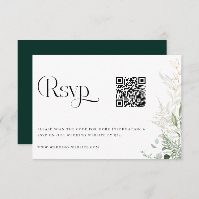 Wild Forest Wedding QR Code RSVP Card (Front/Back)