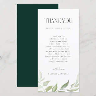 Wild Forest Wedding Reception Table Thank You Card