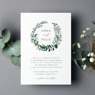 Wild Forest Wreath Wedding Invitation