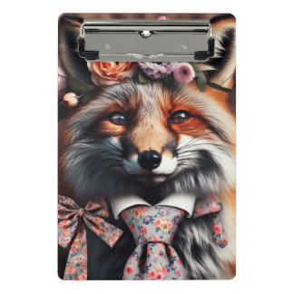 Wild fox wearing a tie cute mini clipboard