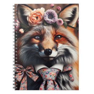 Wild fox wearing a tie cute  notebook