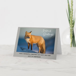 Wild FOX Winter Snow Xmas Photo 2 Personalised Holiday Card