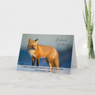 Wild FOX Winter Snow Xmas Photo Personalised Holiday Card