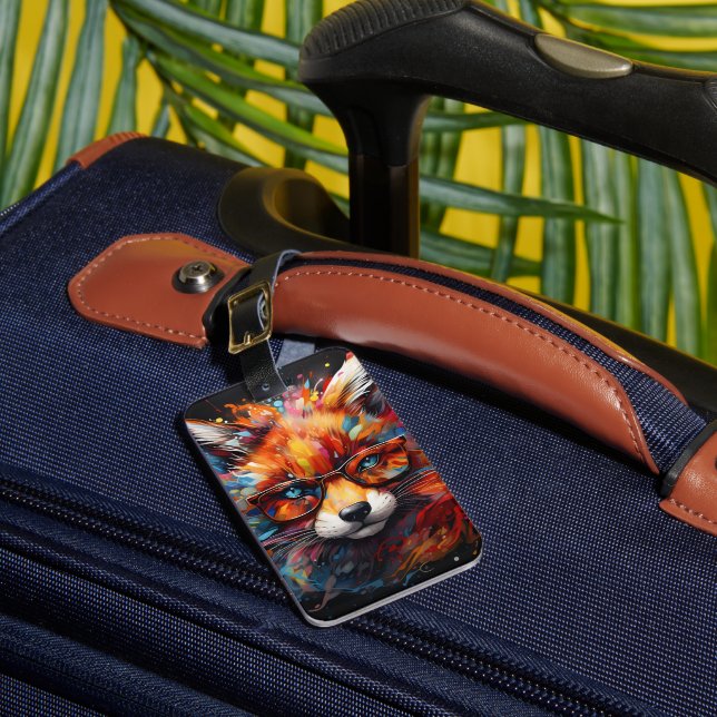 Wild Free Abstract Pop Fox  Luggage Tag (Front Insitu 1)
