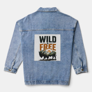 Wild & Free Bison Mountain Wilderness Outdoor Denim Jacket