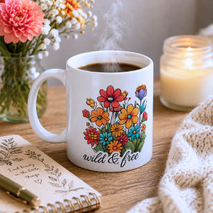 Wild & Free Boho Wildflowers  Coffee Mug