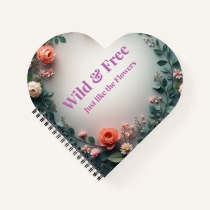 Wild & Free Floral Line Art Boho Minimal Design Notebook