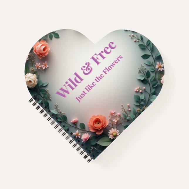  Wild & Free Floral Line Art | Boho Minimal Design Notebook (Front)