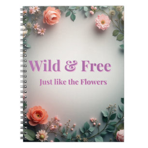 Wild & Free Floral Line Art Boho Minimal Design Notebook