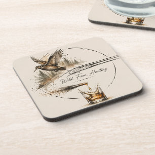 Wild ,Free Hunting Shotgun & Bullet to Bourbon Art Coaster