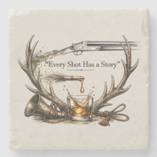 Wild ,Free Hunting Shotgun & Bullet to Bourbon Art Stone Coaster