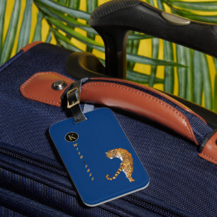 Wild & Free Like Tigers Monogram Deep Blue Luggage Tag