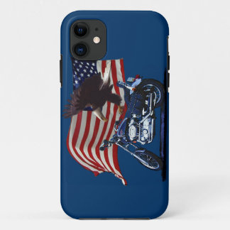 Wild & Free - Patriotic Eagle, Motorbike & US Flag iPhone 11 Case