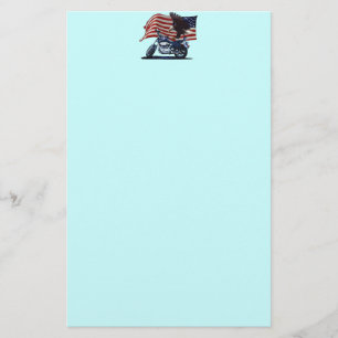 Wild & Free - Patriotic Eagle, Motorbike & US Flag Stationery