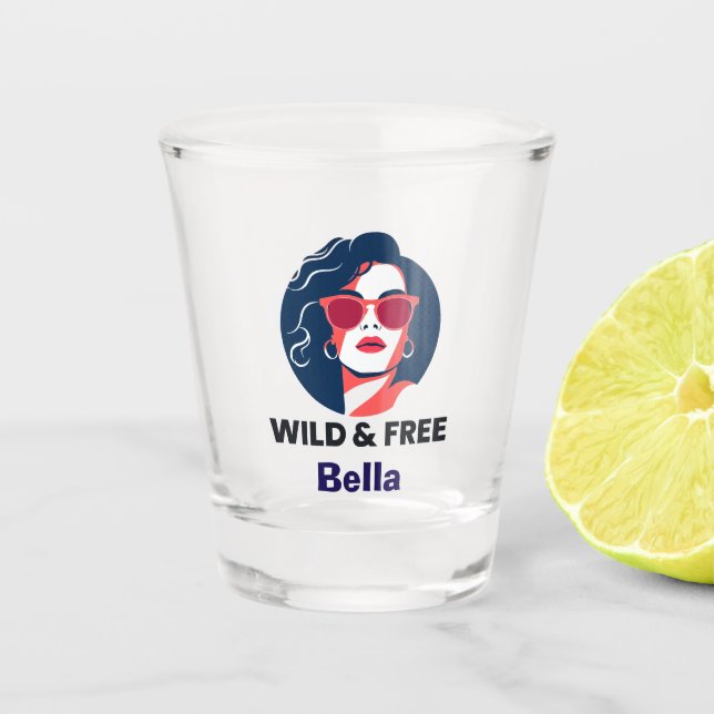 Wild & Free - Personalised Divorce Single  Shot Glass (Front)