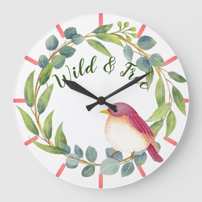 Wild & Free Song Bird  Large Clock (Front)