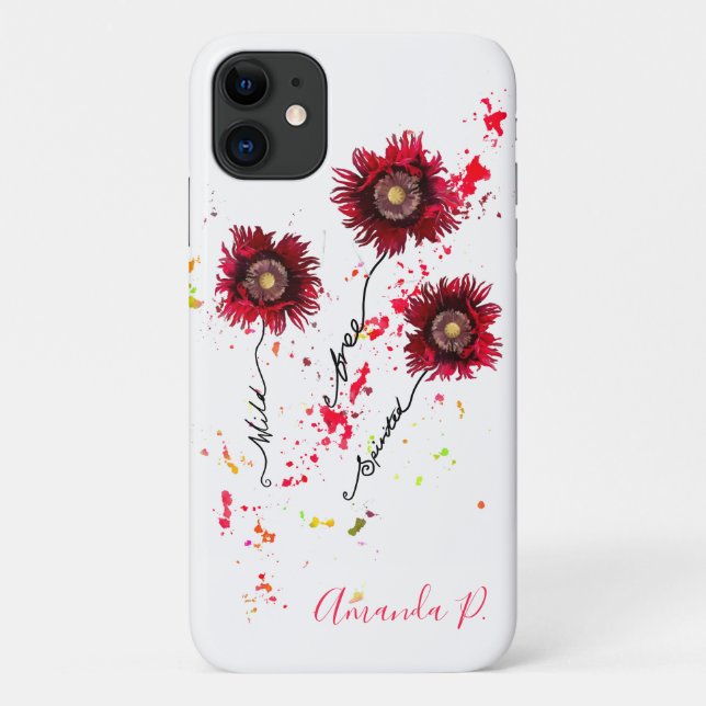 Wild Free Spirited paint splatter poppies Case-Mate iPhone Case (Back)