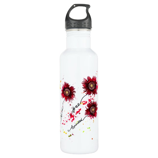 Wild Free Spirited ragged poppies paint splatter 710 Ml Water Bottle (Front)