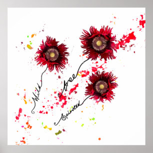 Wild free spirited ragged poppy wild flowers poster