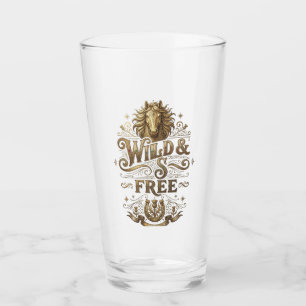 Wild & Free Vintage Horse Western Retro Glass Tumb