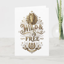 Wild & Free Vintage Horse Western Retro Greeting C