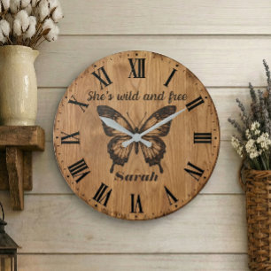 Wild & Free Wall Clock Custom Name Gift